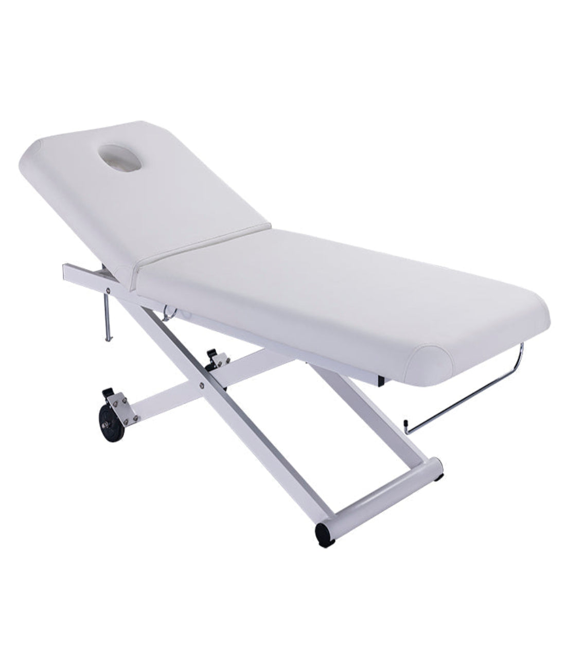 BeautéSync® MiraX Electric Treatment Bed front view – professional salon spa bed with electric height and backrest adjustment